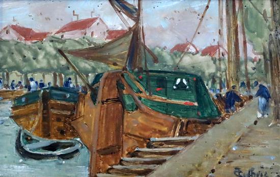 James Guthrie (1874-1952) Scottish harbour scenes 14 x 22cm